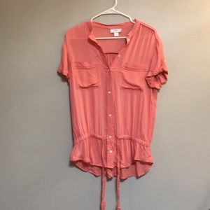 Short sleeved safari style button up shirt